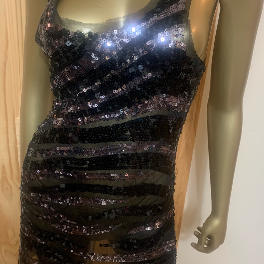 Black silver sequin top